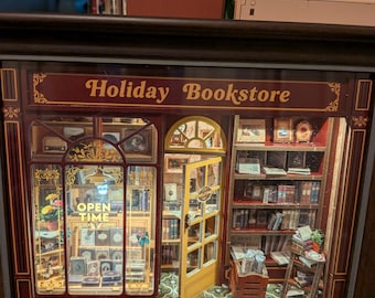 Decoración de pared de librería navideña
