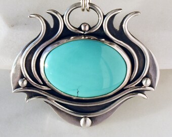 Art Nouveau Turquoise Pendant Necklace