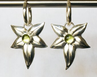 Floral Argentium Silver& Peridot Earrings