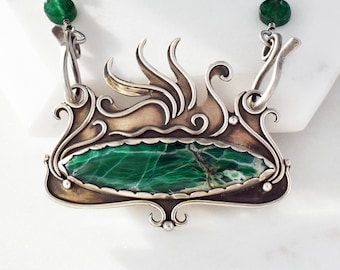Art Nouveau Swan Pendant Necklace