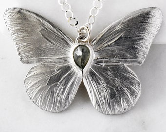 Sterling Silver Butterfly with Green Amethyst Pendant Necklace