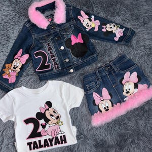 Minnie Denim Set - Minnie Jeans Set - Minnie Birthday Outfit - Minnie Ruffles for Socks (READ DETAILS)
