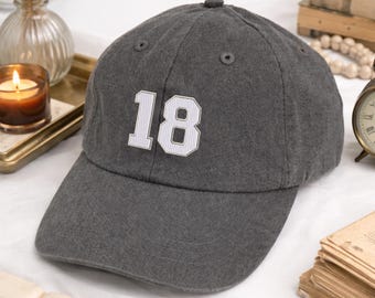 Embroidered Number Hat – Personalized Jersey Baseball Cap, Sports Fan Gift