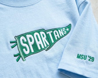 Camiseta de fútbol americano con banderín - Camisetas con el logo de la escuela y nombre - Sudadera con banderín universitario - Regalo de aceptación universitaria y graduación para el equipo