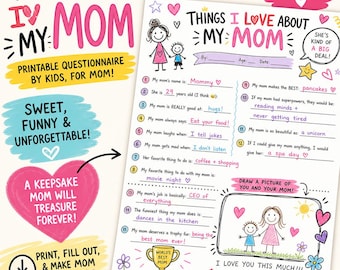 All About My Mom Printable | Funny Mother’s Day Fill-In Questionnaire for Kids