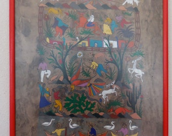 Vintage Mexican Amate Bark Painting