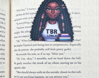 Black Girl Reading Magnetic Bookmark, TBR Reader Page Marker, Melanin Book Lover Gift, Bookish Accessory