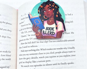 Black Girl Magnetic Bookmark Book Blerd Gift, Afrocentric Reader Accessory, Melanin Book Lover Marker, Cute Planner Bookmark