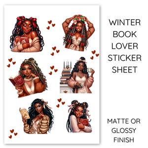 Cozy Reader Stickers, Black Girl Bookish Decals, Winter Reading Journal Stickers, Book Lover Planner Accessories