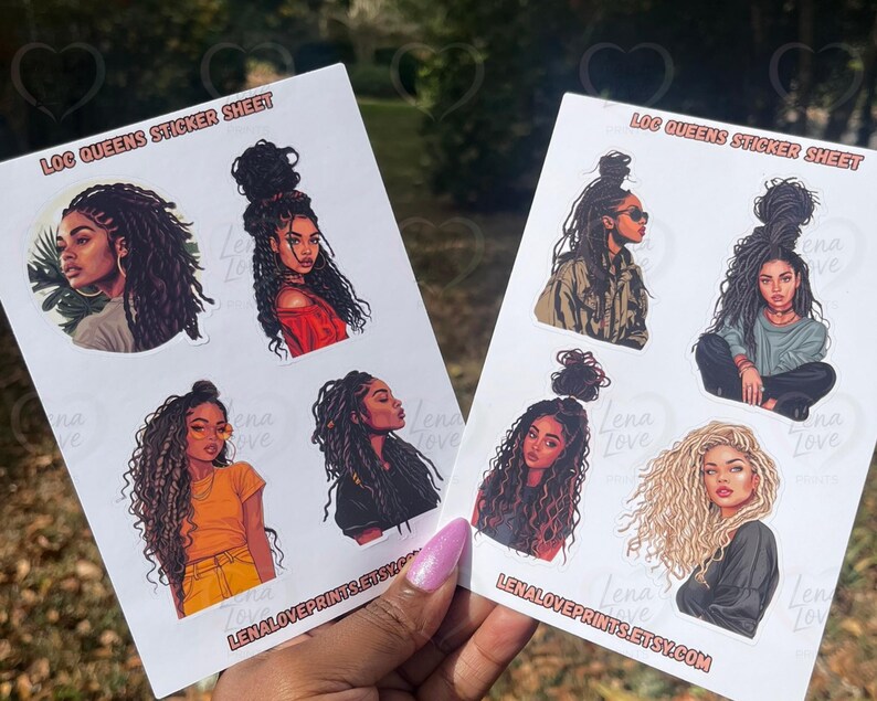 Loc Queen Sticker Sheets | 8 Stylish Black Girl Stickers With ...