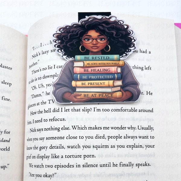 Black Girl Bookmark For Books And Journals, Afro Reader Gift, Melanin Book Lover Accessory, Cute Reading Marker For Women And Teens