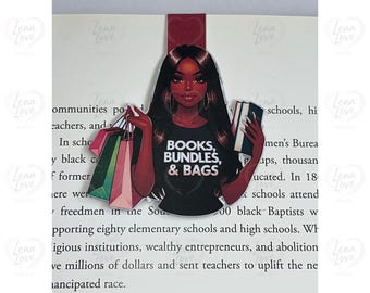 Black Girl Magnetic Bookmark | Books Bundles and Bags Bookish Gift | Cute Reading Accessory for Women and Aesthetic Readers