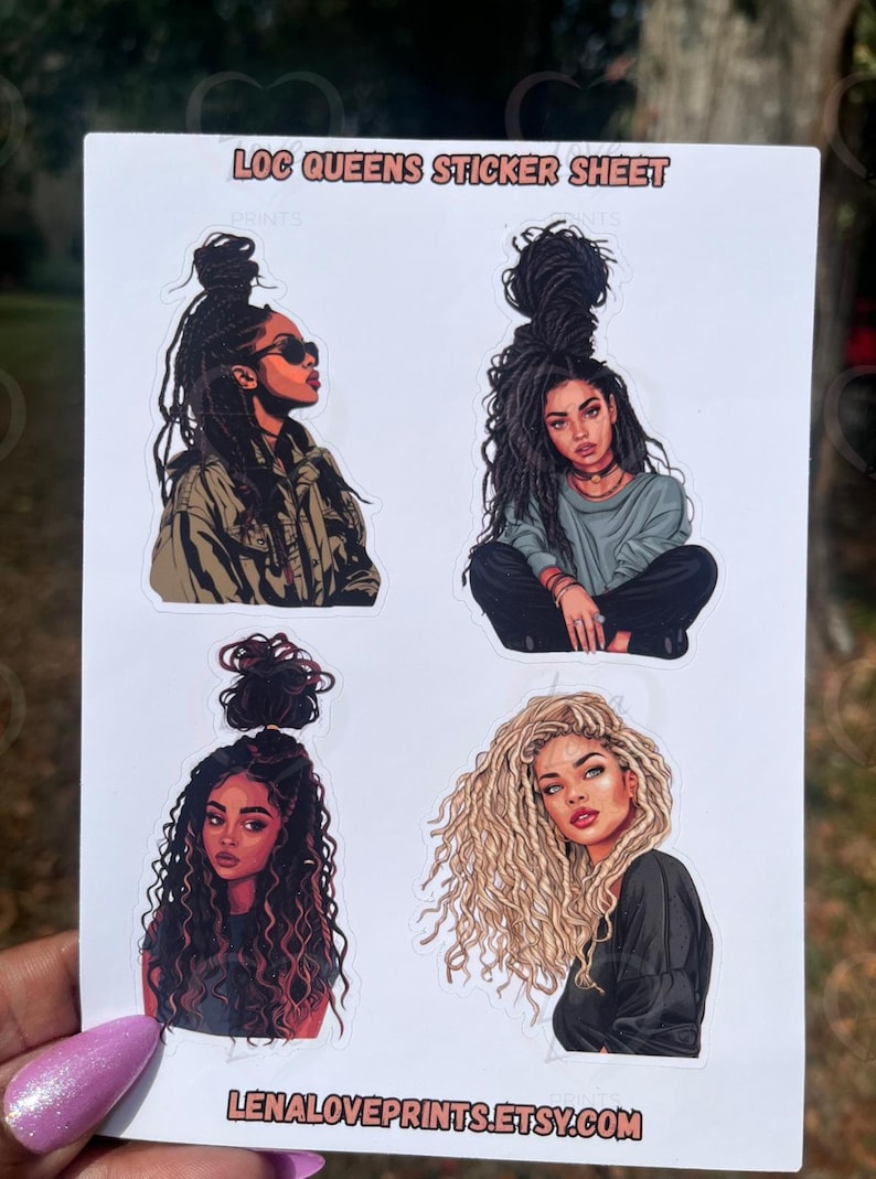 Loc Queen Sticker Sheets | 8 Stylish Black Girl Stickers With ...