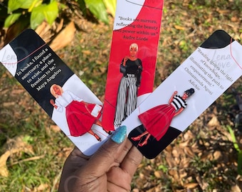 Marcapáginas con citas "Voces de Brillantez Negra", 2x6, regalo literario para lectores / Maya Angelou, Audre Lorde, Adichie / Marcapáginas inspiradores