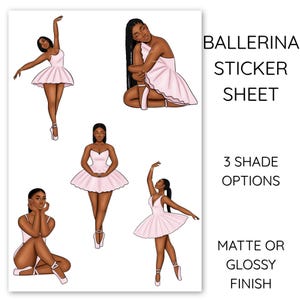 Black Ballerina Planner Stickers, 4x6 Sticker Sheet, Black Girl Ballet Dancer Stickers, Bullet Journal, Laptop Decals, Water Bottle Stickers