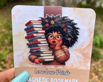Black Quirky Girl Magnetic Bookmark | Black Woman Book Lover Gift
