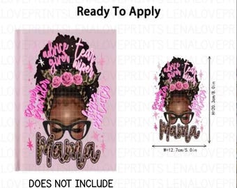 Black Mama UV DTF Transfer for A5 Journal Cover, Ready to Apply Planner Decal, A5 Notebook Decoration, Craft Supply for Small Business