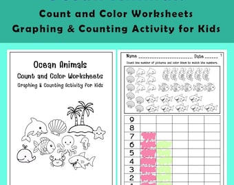 Count and Color Ocean Animals Worksheets | Fun Counting & Graphing Activities for Preschool and Kindergarten