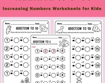 Addition Worksheets for Kids – Fun Math Practice, Printable (Digital Download)