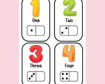 Domino Zahlen-Karteikarten 1–20 | Farbzählkarten | Vorschule Mathe bedruckbar
