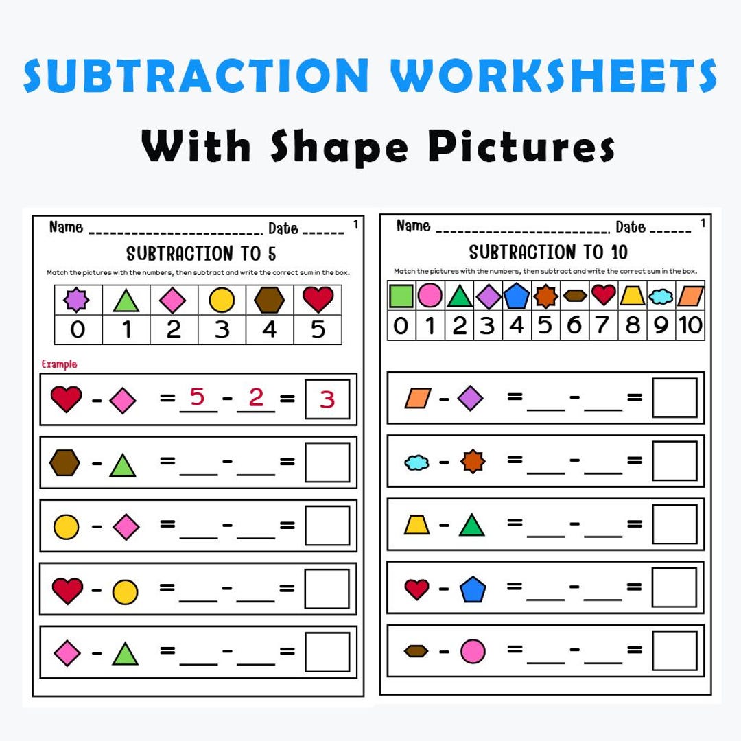 Subtraction From 5 to 30 Worksheets | Shape Picture Visual Math ...