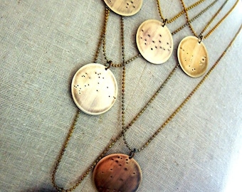 Constellation Necklace - What's Your Zodiac Sign - Antiqued Brass Jewelry by E. Ria Designs Jewelry