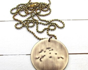 Aquarius Necklace | Constellation Necklace | Zodiac Necklace | Water | Astronomy Jewelry | Constellation Jewelry | Rustic Antiqued Brass