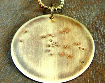 Taurus Constellation Necklace | Zodiac Necklace | April May Birthday | Hand Stamped Brass WHAT'S YOUR SIGN by E. Ria Designs