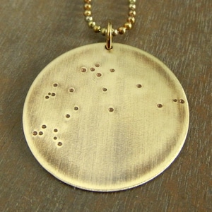 Zodiac Constellation Necklace Constellation Pendant Zodiac Jewelry Choose Your Sign Aquarius Brass Necklace Eriadesignsjewelry image 2