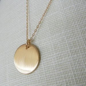 Gold Circle Necklace | Brushed Gold Simple Necklace | Minimal Gold Necklace | Everyday Gold Jewelry | Simple Jewelry Shimmer E. Ria Designs