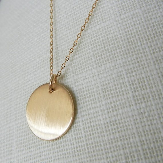 Gold Circle Necklace Brushed Gold Simple Necklace Minimal Gold