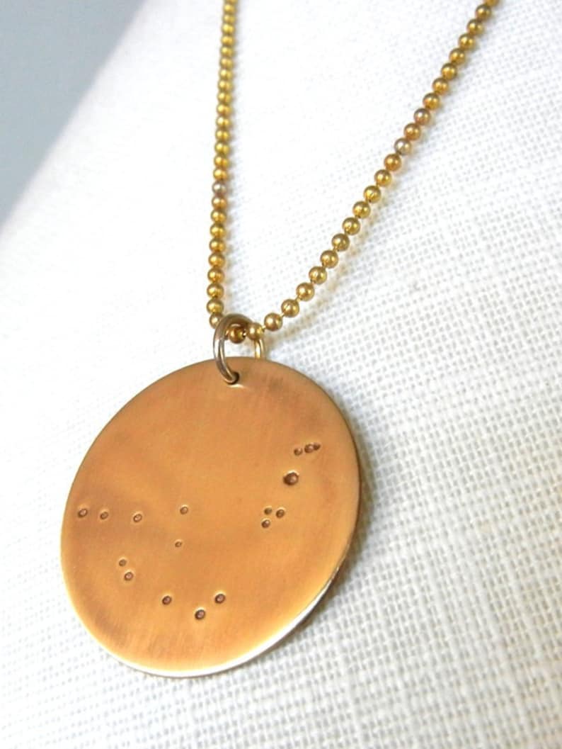 Zodiac Constellation Necklace Constellation Pendant Zodiac Jewelry Choose Your Sign Aquarius Brass Necklace Eriadesignsjewelry image 5