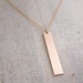 Gold Bar Necklace, Long Vertical Gold Filled Rectangle Pendant, Brushed ...