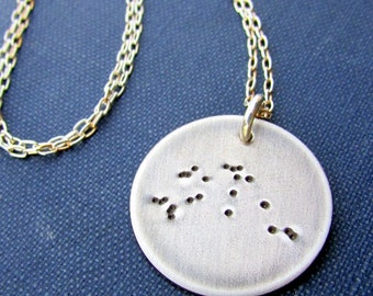 Zodiac Necklace | Rustic Sterling Silver Constellation Charm Jewelry | Choose Your Sign by E. Ria Designs Jewelry