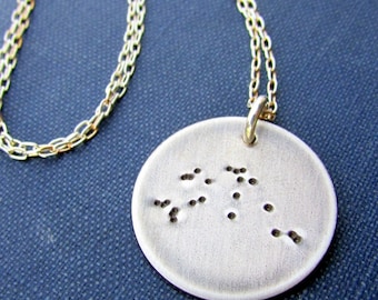 Silverkonstellationshalsband, Stjärnteckenshalsband, Stjärnteckenshalsband, Silverkonstellation Oxiderat silver, E Ria Designs smycken