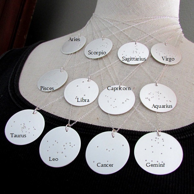 Sterling Silver Zodiac Necklace - Constellation Jewelry, Birthday & Sorority Gift For Women