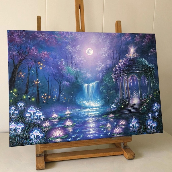 Moonlit Haven – Acrylic Painting Fantasy ( 35 × 50 cm)