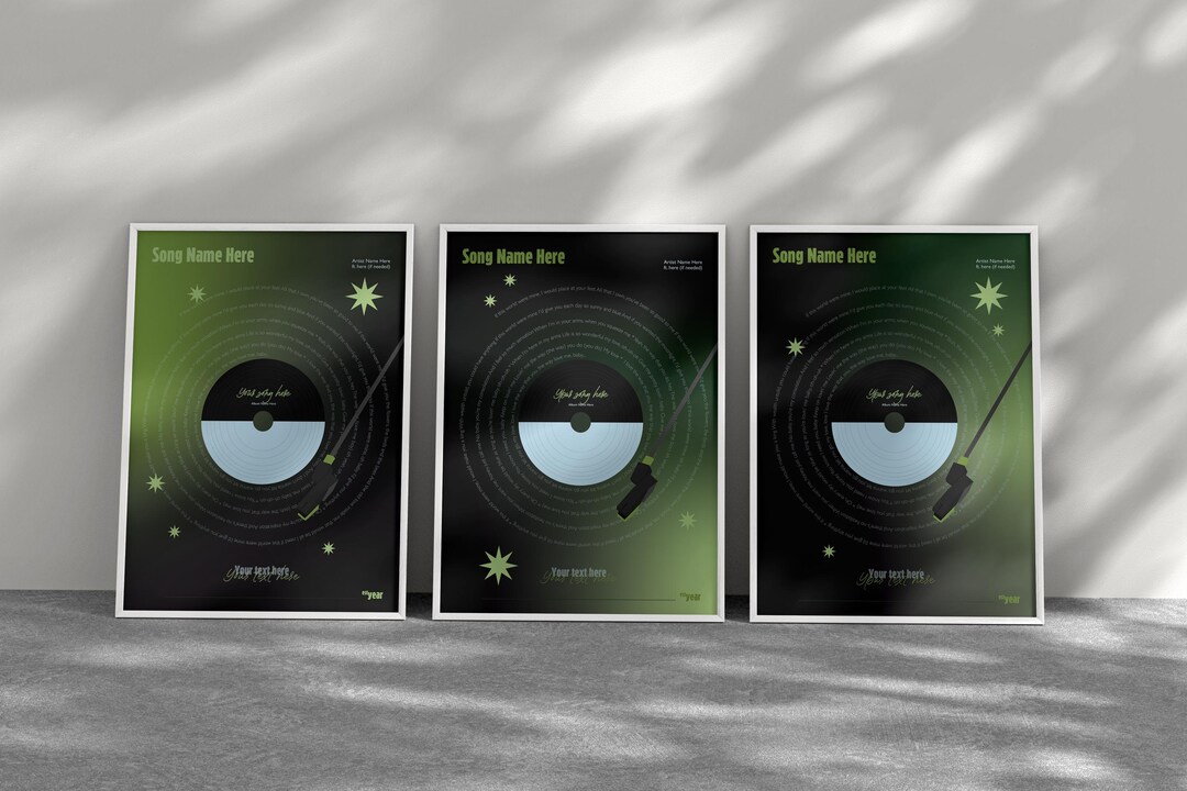 Vinyl Record Poster Wall Art | GREEN - FRAMED - Etsy