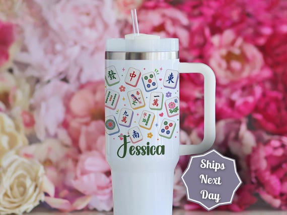 Personalized Mahjong Tumbler | Mahjong Gift for Women | Funny Mahjong Cup I Chase Dragons | Mahjong Player Gift | 40oz Tumbler