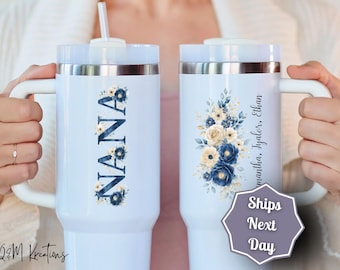 Personalized Grandma Tumbler 40oz | Custom Gigi Nana Mimi Cup | Flower Style Floral Mug | Gift for Grandma | Mother’s Day Gift