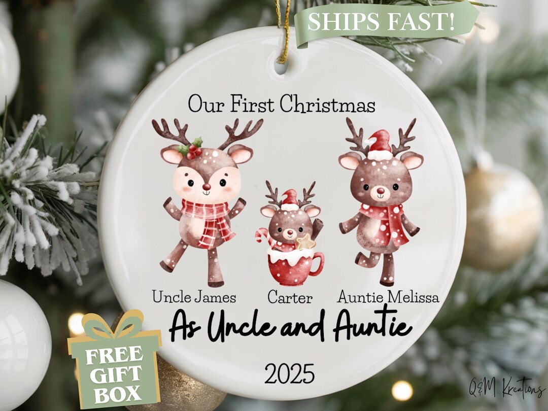 Personalized Aunt and Uncle Christmas Ornament – Reindeer Design - Etsy