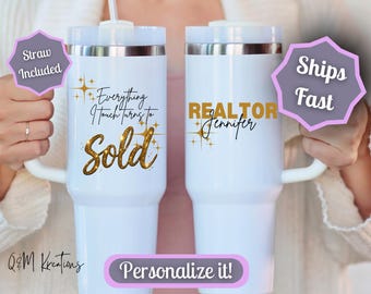 Custom Realtor Tumbler, Personalized Realtor 40oz Tumbler Custom Realtor Gifts for Realtor Closing Gift for Real Estate Agent Tumbler