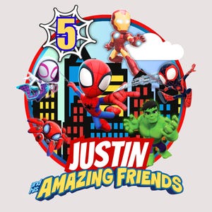 Baby Superhero Friends Birthday PNG | Little Hero Squad Theme | Cake Topper & Sublimation Digital