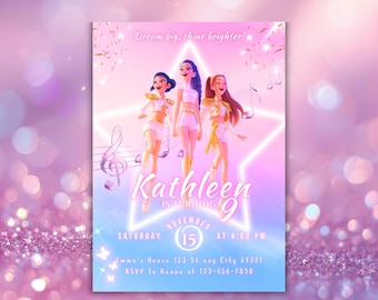 K-Pop Demon Hunters Birthday Invitation Editable | Girls Party Invite | Instant Download