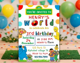 Colorful Street Birthday Invitation: Editable Kids Party Template (Digital Download)