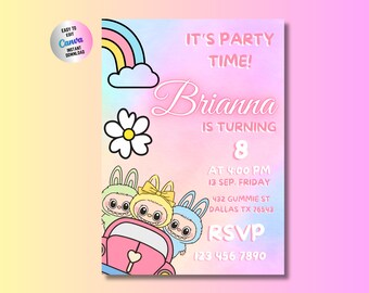 Monster Birthday Invitation | K-Pop Party, Editable Canva Template