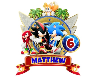 Speed Hedgehog Birthday • PNG Printable Cake Topper and T-Shirt Design • Personalized Name & Age