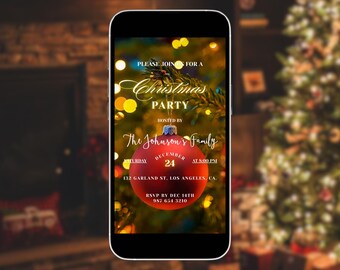 Christmas Party Animated Invitation • Holiday Digital Invite • Editable Festive Template for Family Celebration