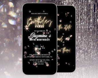 Diamond Birthday Invitation | Luxury Animated Invite | Glam Digital Invitation