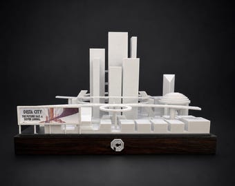 Maqueta en miniatura de RoboCop Delta City / Réplica de utilería de película / Artículo de colección de ciencia ficción de OCP / Exhibición de la película de 1987